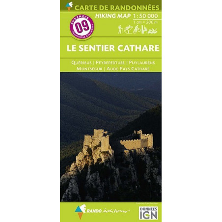 CARTE DE RANDONNÉE EDITIONS N° 09 LE SENTIER CATHARE 1/55 000 NE